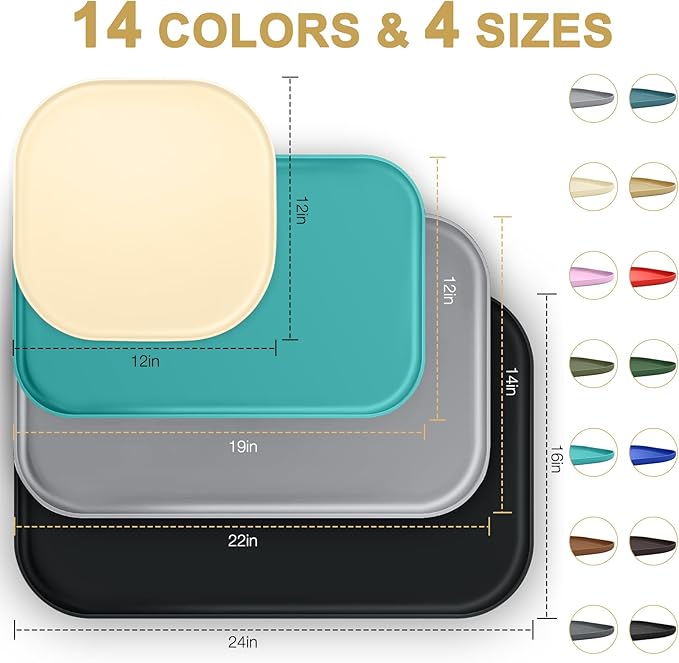 Silicone Pet Feeding Mat with Raised Edge for Food and Water, Dog Bowl Mats, Cat Bowls Placemat with High Lip for Floor Waterproof, Rubber Tray for Cats and Dogs 24 x 16 x0.8 Light Olive Green