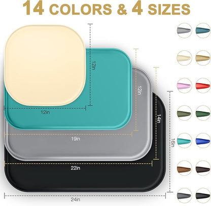 Silicone Pet Feeding Mat with Raised Edge for Food and Water, Dog Bowl Mats, Cat Bowls Placemat with High Lip for Floor Waterproof, Rubber Tray for Cats and Dogs 22 x 14 x0.8 Light Olive Green