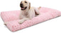 KSIIA Washable Dog Bed Deluxe Plush Dog Crate Beds Comfy Kennel Pad Anti-Slip Pet Sleeping Mat for Large, Jumbo, Medium, Small Dogs Breeds, 35" x 23", Pink