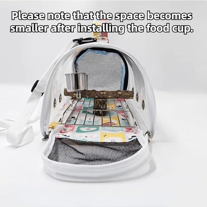 Bird Carrier Bag Bird Travel Cage with Indestructible Stainless Steel Mesh, Feeder Cups and Stand Perch, Portable Bird Travel Bag, Pet Transparent Breathable Travel Cage (Colorful,Small)