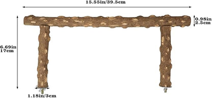 Large Natural Pepper Wood Parrot Stand Branch, Wooden Perch for Parakeet Cockatiels Conures Lovebirds Budgies, Birdcage Accessories 15.66.7 Inches