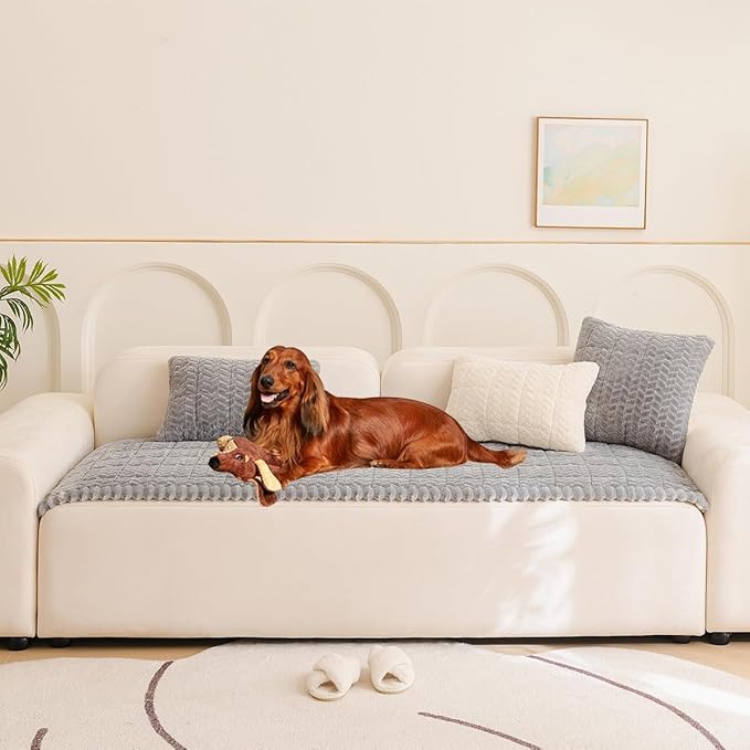 Sofa Cover Fuzzy Couch Cover for Pet, Couch Covers for Dogs Washable Non-Slip Sofa Slipcover Cushion Protector Pets Friendly Mat Bed