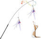 Pawaboo Feather Teaser Cat Toy, Interactive Feather Wand Cats Toy Flying Feathers Cat Catcher with Extra Long 34.5" Wand and Small Bell, Exerciser Playing Toys for Kitten or Cats, Purple