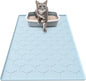 Silicone Cat Litter Trapping Mat, Large Waterproof 34" X 22" Cat Litter Box Mat, Easy to Clean, Blue