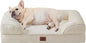 EHEYCIGA Orthopedic Dog Bed for Small Dogs, Waterproof Memory Foam Small Dog Beds with Sides, Non-Slip Bottom and Egg-Crate Foam Medium Pet Couch Bed with Washable Removable Cover, Beige