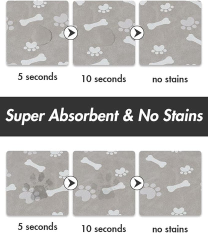 MontVoo Dog Food Mat-Pet Feeding Mat for Food and Water-No Stains Quick Dry Dispenser Cat Bowl Mat for Messy Drinkers(14"x22" Grey)