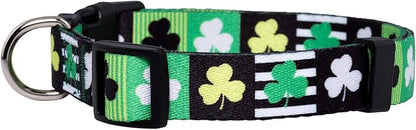 Native Pup St Patricks Dog Collar- Saint Patrick Green Shamrock Pet Collars- St. Patrick’s Lucky Irish- Cute Boy Girl Puppy Gift- Adjustable for Small, Medium, Large Breeds (Patterned Shamrock, Small)