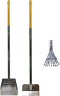Four Paws Stainless Steel Long-Handled Dog Pooper Scooper Rake, Spade, & Pan 3 Piece Set, Pet Waste Pickup Tool, 38" x 10"