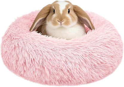 Bunny Rabbit Hideout Bed Small Animal Bedding Donut-Shaped Burrowing Pet Bed Soft and Warm Hideaway with Spandex and Fleece Bottoms Cozy Carrier, Cage Accessories