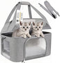 Large Cat Carrier Soft Side Pet Carrier for Kitten Puppy Collapsible Travel Small Dog Carrier Backpack TSA Airline Approved Pet Carriers for Under 20 lbs, Gray