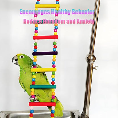 Bird Toys for Parrots Parrot Bridge, Swing Toys, and Ladders for Macaws, African Greys, Budgies, Cockatiels & Parakeets - Wooden Bird Ladder and Swing Toys for Play and Training (10Inch- 4 Ladders)