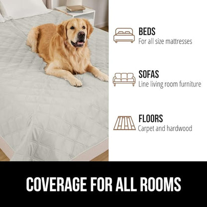 GORILLA GRIP Waterproof Bed Cover for Dogs, 82x68, Gripped Slip Resistant Backing, Leak Proof Washable Dog Blanket Covers Sofa, Couch, Sectional, Crate, Car, RV Seats, Pet Puppy Essentials Light Taupe
