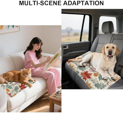 Colorful Leaf Seamless Dogs Beds Dog Bed Anti Slip Bed Mats for Dogs Warm for Non- Slip Bottom Winter Pet Supplies Multi- Scenario Big Dog Beds Gift Printed Cat 24× 18 Inch