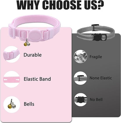 Breakaway Cat Collar with Bell, Safety Buckle Kitten Collar, Elastic Strech Quick Release, Adjustable Lightweight Collars for Girl Boy Cats, Pet Supplies, Accessories, Gifts Pink