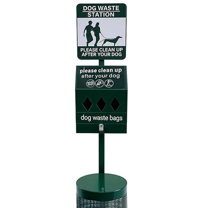 Dog Waste Station, 12 Gallons Pet Waste Bin, Outdoor Dog Waste Disposal System, for Backyard Commercial Park