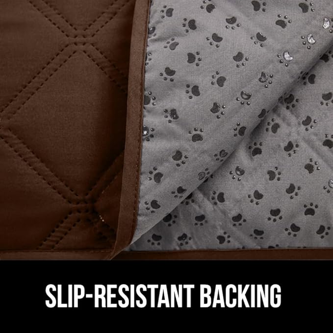 GORILLA GRIP Waterproof Bed Cover for Dogs, 82x82, Gripped Slip Resistant Backing, Leak Proof Washable Dog Blanket Covers Sofa, Couch, Sectional, Crate, Car, RV Seats, Pet Puppy Essentials, Brown