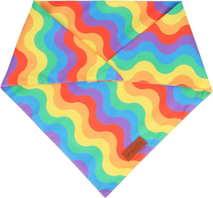 PTDECOR Rainbow Dog Bandanas Pride Day Dog Scarf Reversible Triangle LGBT+ Rainbow Bandanas for Small Dogs Pets (Pride, Small)