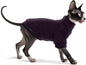 Fleece Sphynx Cat Clothes Soft Hairless Cat Clothes Pullover Cat Sweater for Chihuahua All Season Light and Warm Kitten Cloth Only Puppy Clothes Small Dog Sweater (Dark Purple, L)