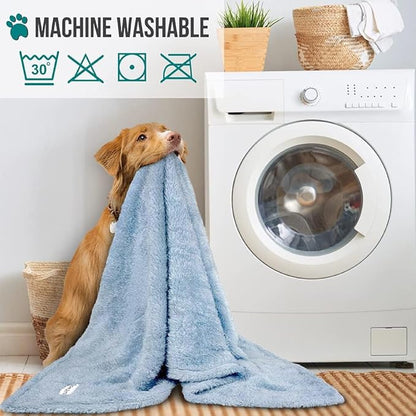 PetAmi Dog Blanket for Large Medium Dogs Blue, Fluffy Soft Puppy Blanket, Sherpa Fleece Cat Blanket for Kitten Doggie, Calming Pet Blanket Throw for Bed Washable Sofa Couch Cover, Large 40x60