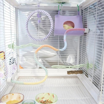Gradient Colorful Bird Rope Perch Stand for Bird Cages Bendable Climbing Rope Cage Accessory Toy for Cockatiel Parakeet Budgie Lovebird Sugar Glider (31.4'')