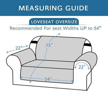 H.VERSAILTEX Reversible Loveseat Cover Furniture Protector Anti-Slip Water Resistant 2" Elastic Straps Couch Covers Pets Fit Sitting Width Up to 54"(Oversized Loveseat: 75" x 98", Cameo Blue/Beige)