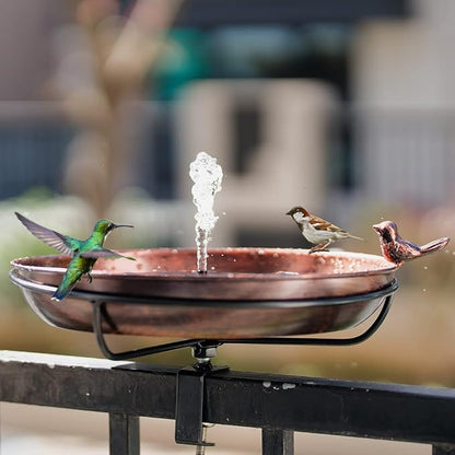 DREAMSOUL Deck Mounted Bird Bath with Adjustable Sturdy Metal Clamp, Bowl Bird Baths for Outdoors Garden Balcony Patio Deck Railing Decoration, Lightweight & Detachable