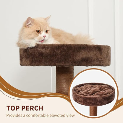 64 in Heavy Duty Cat Tree, Cat Tower for Indoor Large Cats, Multi-Level Cat Furniture with Sisal Scratching Post, Hammock Extra-Large Platform & Condo (Brown)