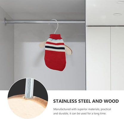 Professional Wooden Pet Clothes Hangers for Small Dogs and Cats, 8.66-inch Solid Wood Coat Hangers with Swivel Hook, Household Portable Dog and Cat Accessory Organizer