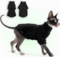 Fleece Sphynx Cat Clothes Soft Hairless Cat Clothes Pullover Cat Sweater for Chihuahua All Season Light and Warm Kitten Cloth for Cats Only Puppy Clothes Small Dog Sweater (Black, Small)