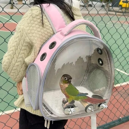 Bird Travel Carrier: Portable Backpack Cage - Breathable Mesh Lightweight Durable Design | Parrot Small Birds Conure Budgie Cockatiel/Outdoor Transport Perch-Integrated Enclosure Use (B2)