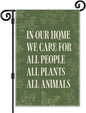 In Our Home We Care for All People Plants Animals Garden Flag, Double Sided Yard Outdoor Farmhouse Lawn Porch Decor Banner, Ally Yard Flag, Inclusive Gifts For Family Friend Plant Animal Lover