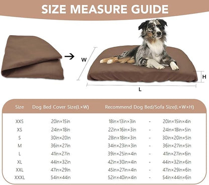 Dog Bed Cover Waterproof Replacement Machine Washable Covers for Dog Bed Heavy Duty Scratch Resistant Mattress Protector Pet Bed 44x32 Inch Brown Cover Only