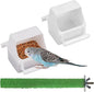 IBWell 2 Pack Bird Water Bowl Clear Bird Food Container Bird Cage Feeder No Mess Bird Feeder for Cage Parakeet Feeder with Perch, white