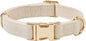 Soft Cotton Hemp Dog Collar with Metal Buckle Adjustable Tweed Dog Collars for Small Medium Large Dogs(Beige,Large)