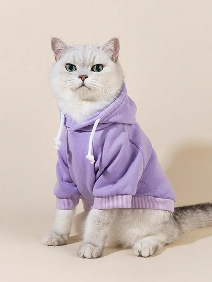 QWINEE Basic Dog Hoodie Sweatshirt Puppy Sweater Warm Cat Costumes Pet Clothes for Chihuahua Puppy Kitten Small Medium Dogs Mauve Purple Large