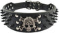 Serijoars Spiked Studded Dog Collar, PU Leather Dog Collar, Adjustable Pet Collars for Medium or Large Breed Pet (M, Black2)