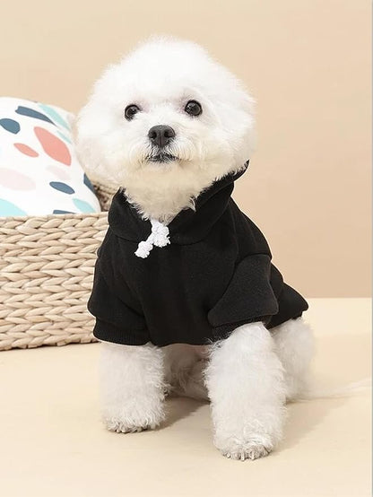 QWINEE Basic Dog Hoodie Sweatshirt Puppy Sweater Warm Cat Costumes Pet Clothes for Chihuahua Puppy Kitten Small Medium Dogs Black and Grey X-Large