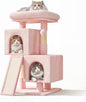 34'' Small Cat Tree with 2 Condos, Sisal Scratching Posts & Board, Multi-Level Climbing Tower for Indoor Cats, Sturdy Light Grey Cat Activity Center - Soft Pink