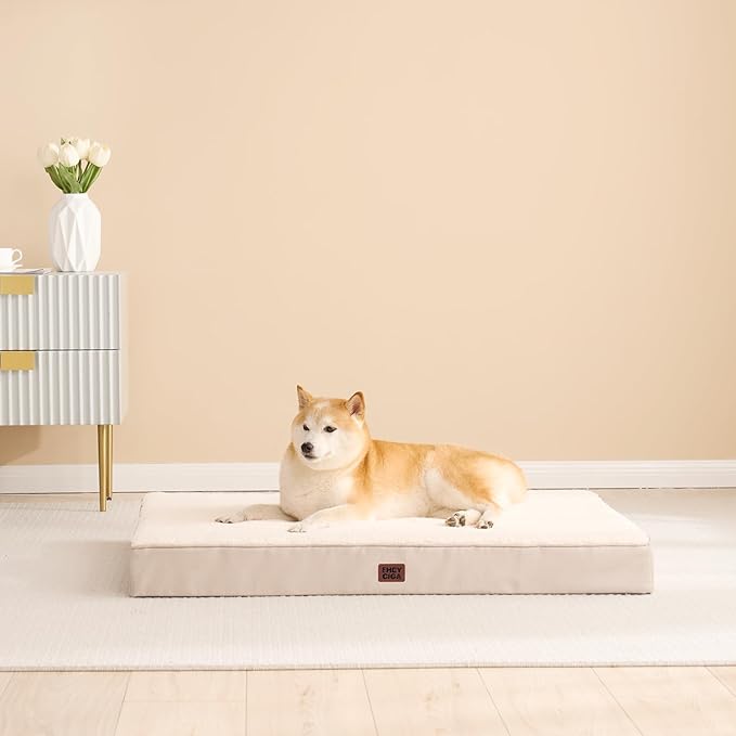EHEYCIGA Orthopedic XXL Dog Beds for Jumbo Dogs with Removable Washable Cover for Crate, Camel, 47x29