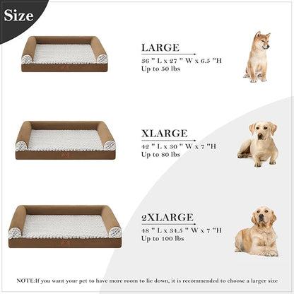 WNPETHOME Orthopedic Dog Beds for Large Dogs, Waterproof Memory Foam Large Dog Bed with Sides, Non-Slip Bottom and Egg-Crate Foam Big Pet Couch Bed with Washable Removable Cover