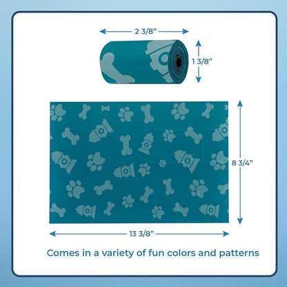 Best Pet Supplies Dog Poop Bags (240 Bags) for Waste Refuse Cleanup, Doggy Roll Replacements for Outdoor Puppy Walking and Travel, Leak Proof and Tear Resistant, Thick Plastic - Turquoise