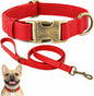 Silicone Dog Collar and Leash Set, Waterproof & Odor-Proof Puppy Collar for Small Dogs, Soft Flexible Leather-Look Dog Collars, Durable Thick Adjustable Pet Collar (Red, Large (14.5-24" Neck))