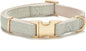 Soft Cotton Hemp Dog Collar with Metal Buckle Adjustable Tweed Dog Collars for Small Medium Large Dogs(Grey,Medium)
