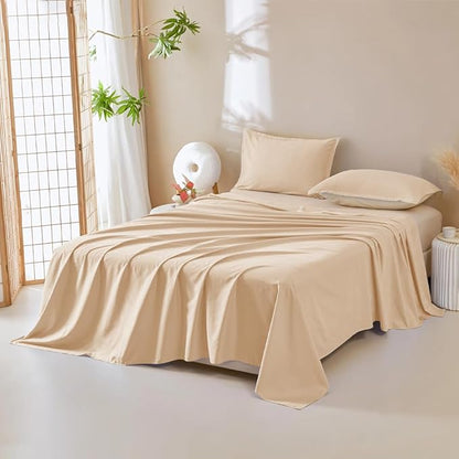 DUJUIKE Waterproof Bed Cover for Dog and Cats,Pet Hair Resistant Bed Sheet Cover, Protective Bed Liner Cover with 100% Waterproof Breathable Thin Fabric (Apricot Yellow, Twin 63 * 90 inch)