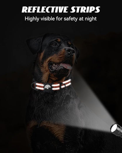 Joytale Airtag Dog Collar, Reflective Pet Collar with Waterproof AirTag Holder, Dual D-Rings, Soft Padded Adjustable for Small Dogs, Orange, S