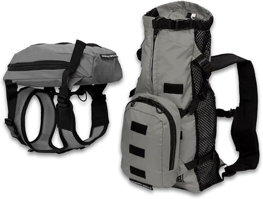 K9 Sport Sack Walk-On - Medium, Shark Skin Gray - Ideal for Dogs with 17-19” Back Length - Lightweight, Packable, Backpack-Style Carrier - Includes Compatible Harness & Storage Bag