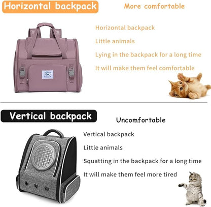 Pet Backpack Carrier for Small Dogs Medium Cats, Puppies,Breathable and Collapsible Design, Portable Travel Bag for Bearded Dragon,Rabbit Cage (Purple, Large)