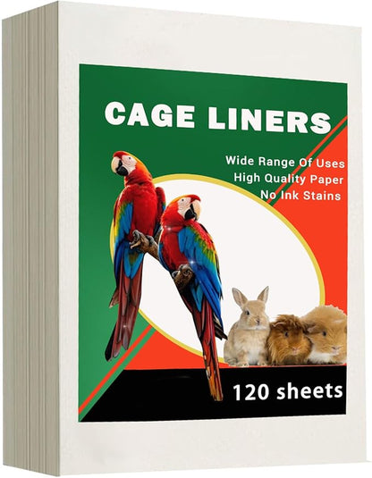 ZIQON 120 Pcs Bird Cage Liner Papers Big Size Cage Paper Liners Disposable Cage Paper Liners Precut Absorbent Cushion Pad Mat Accessories for Pet Bird Parrot (White, 18.5 * 18.5 inch)