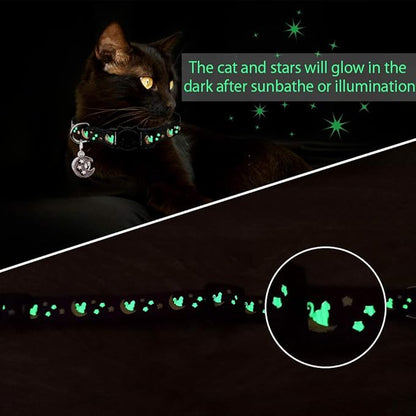 2Pcs Breakaway Cats Collars Cat Collars for Boy & Girl Cats Adjustable Kitten Collars with Bell,Purple+Teal,8"-13.1"