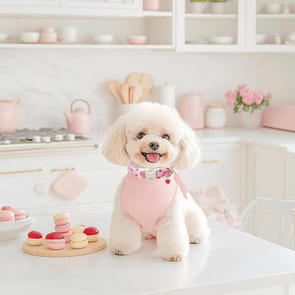 Strawberry Bow Dog Collar for Medium Dogs - Cute Pink Spring/Summer Girl Dog Collars, Lightweight Adjustable Female Girly Dogs Collars with Quick Release Buckle M